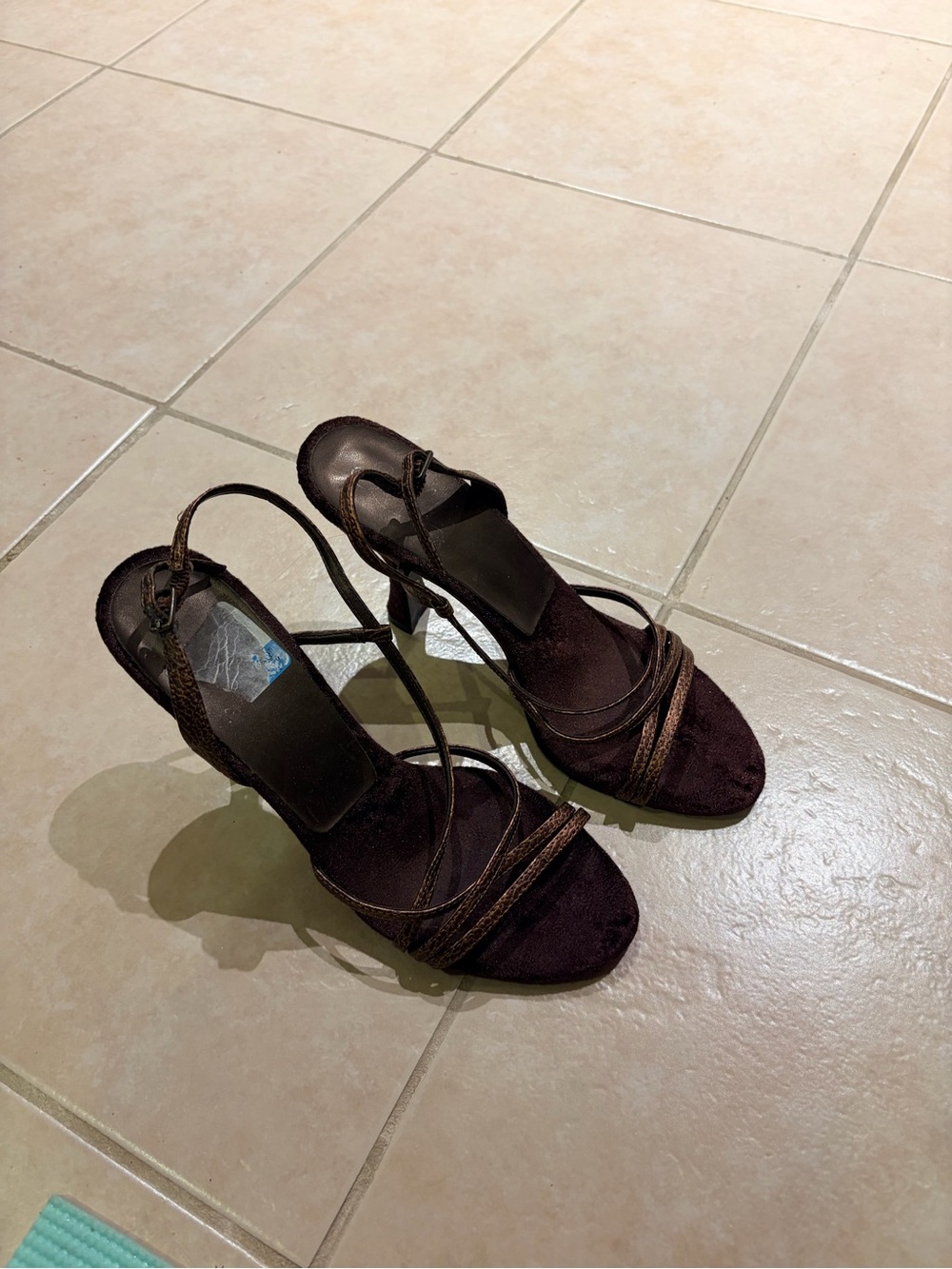 Strappy Brown Open-Toe Heeled Sandals